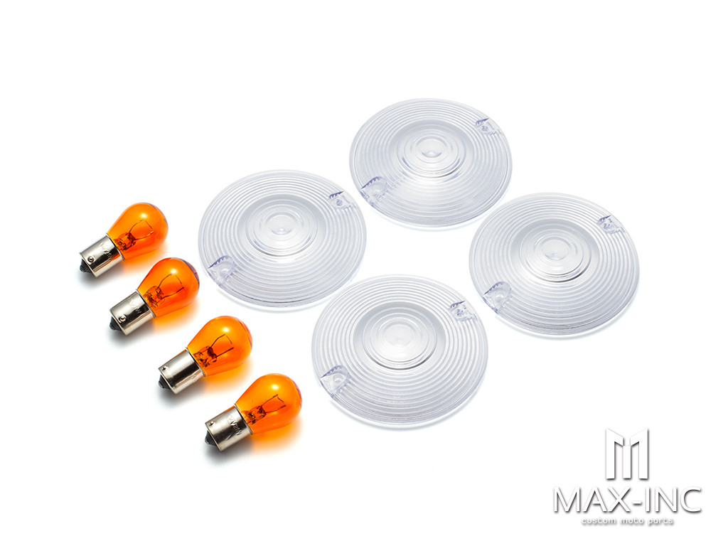 Harley Touring   4PCS Clear Turn Signal Light Lens + 4 PCS HALOGEN Bulbs