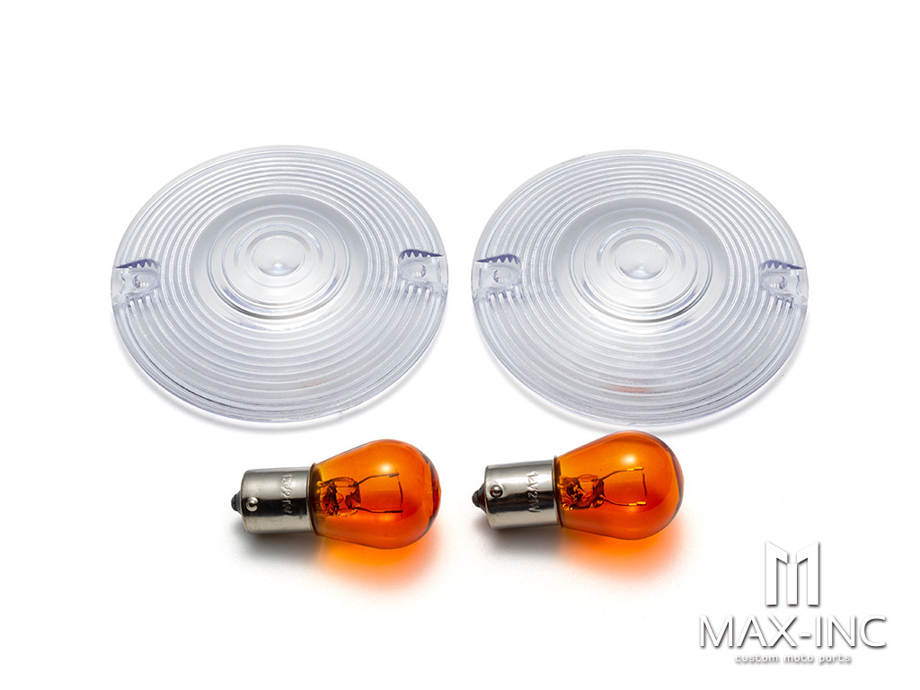 Harley Touring 2 PCS Clear Turn Signal Light Lens + 2 PCS HALOGEN Bulbs