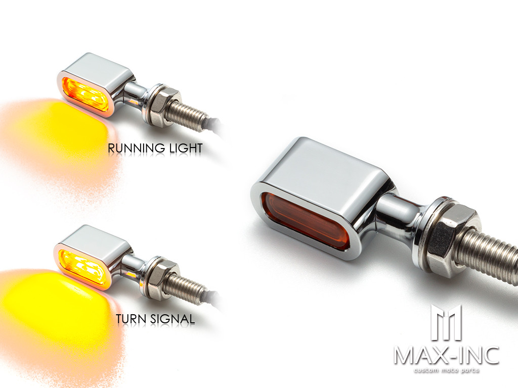 HARLEY MINI TURNER LAMP CHROME RED LENS