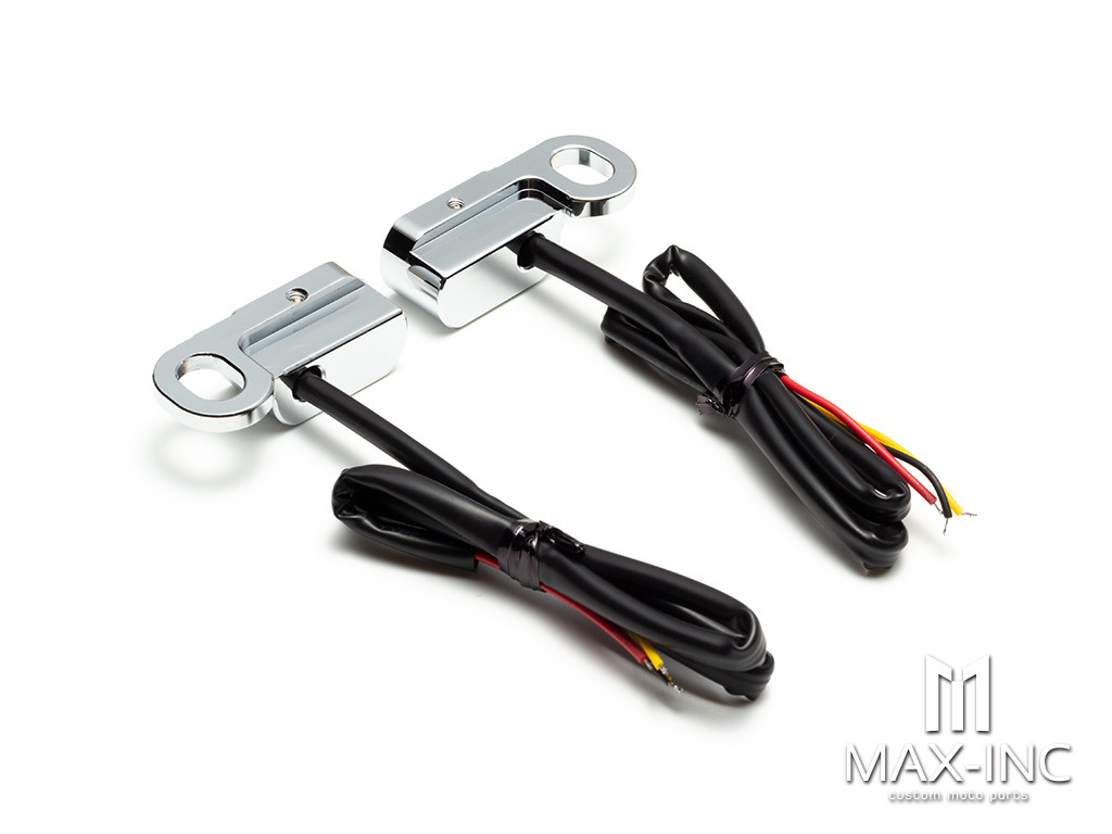 CHROME SMOKEDMotorcycle 12V LED Mini Turn Signals Indicators Running Light With E Mark For Harley Touring Street Glide 14-20 Softail 16-17