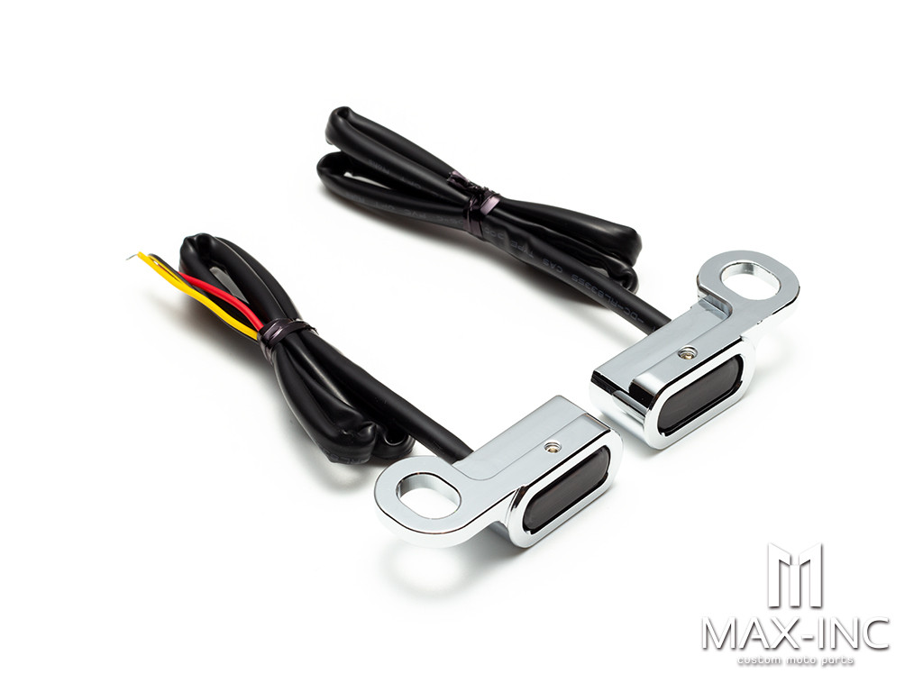 CHROME SMOKEDMotorcycle 12V LED Mini Turn Signals Indicators Running Light With E Mark For Harley Touring Street Glide 14-20 Softail 16-17