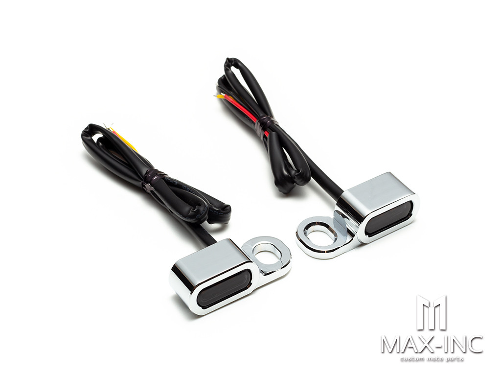 CHROME SMOKEDMotorcycle 12V LED Mini Turn Signals Indicators Running Light With E Mark For Harley Touring Street Glide 14-20 Softail 16-17