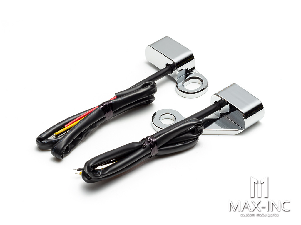 CHROME SMOKED Motorcycle Amber LED Mini Turn Signal Indicator Running Light Lamp For Harley Touring Electra Glide 09-17 Softail Slim FLS 15-20