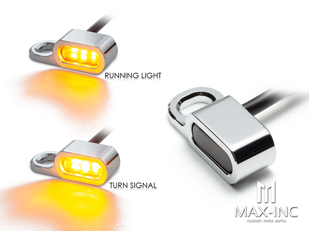 CHROME SMOKED Motorcycle Amber LED Mini Turn Signal Indicator Running Light Lamp For Harley Touring Electra Glide 09-17 Softail Slim FLS 15-20