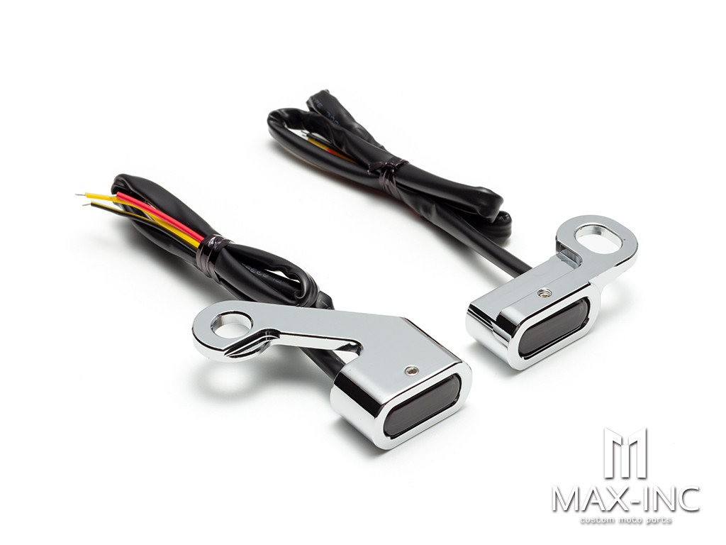 CHROME SMOKED Motorcycle Amber LED Mini Turn Signal Indicator Running Light Lamp For Harley Touring Electra Glide 09-17 Softail Slim FLS 15-20