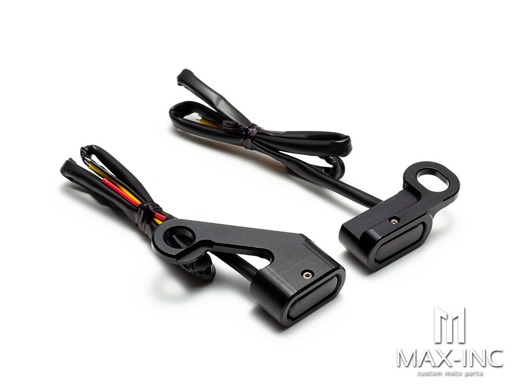 Black Smoked Motorcycle Amber LED Mini Turn Signal Indicator Running Light Lamp For Harley Touring Electra Glide 09-17 Softail Slim FLS 15-20