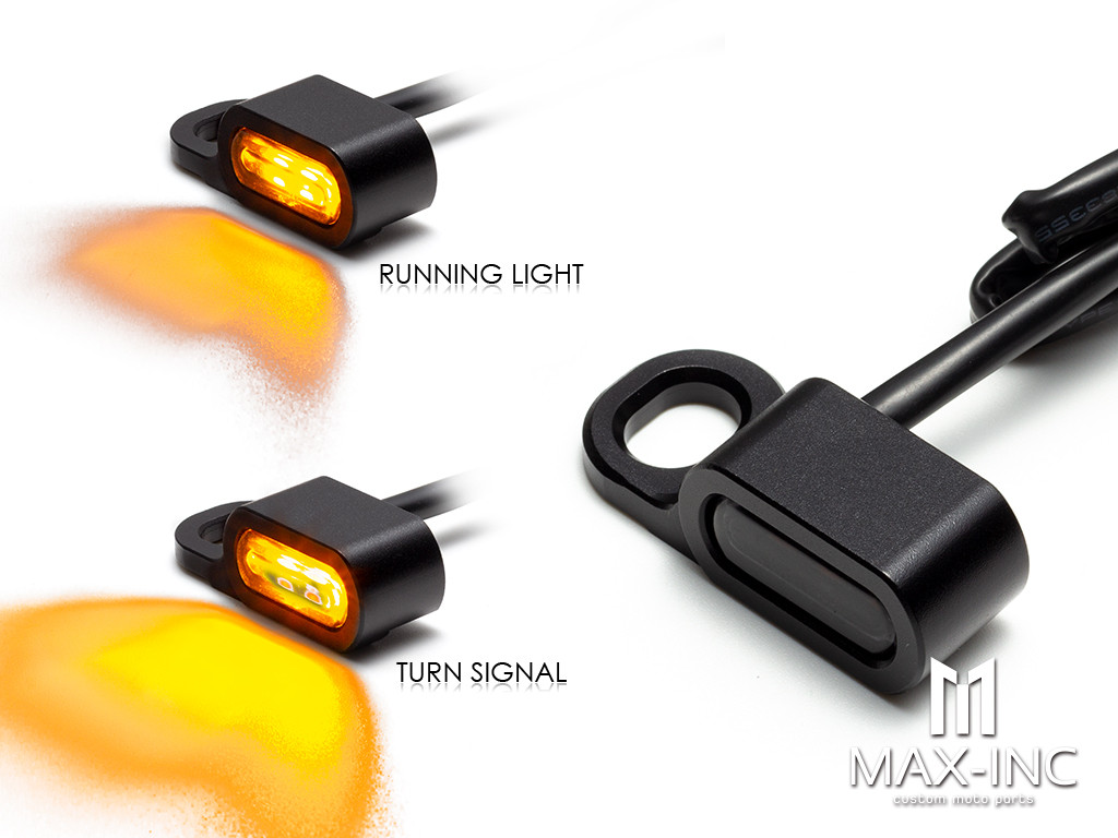 Black Smoked Motorcycle Amber LED Mini Turn Signal Indicator Running Light Lamp For Harley Touring Electra Glide 09-17 Softail Slim FLS 15-20