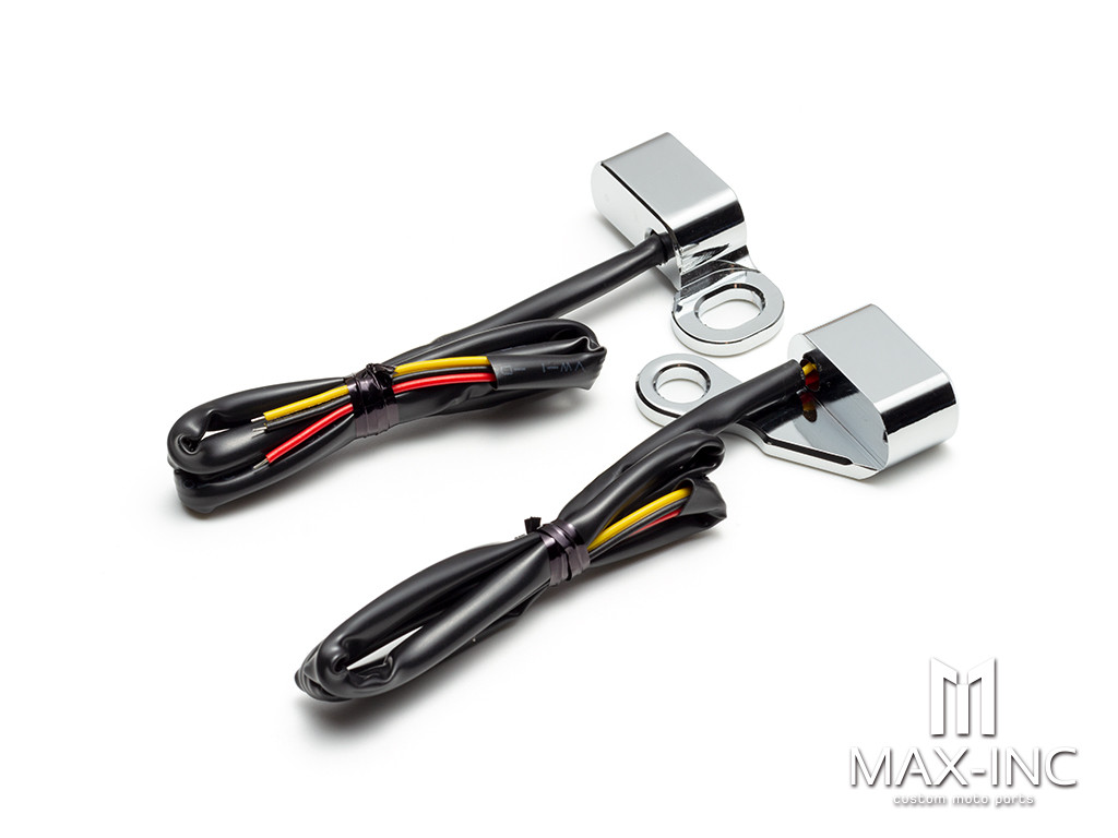 CHROME SMOKED Motorcycle  Amber LED Mini Turn Signal Indicator Running Light Lamp 