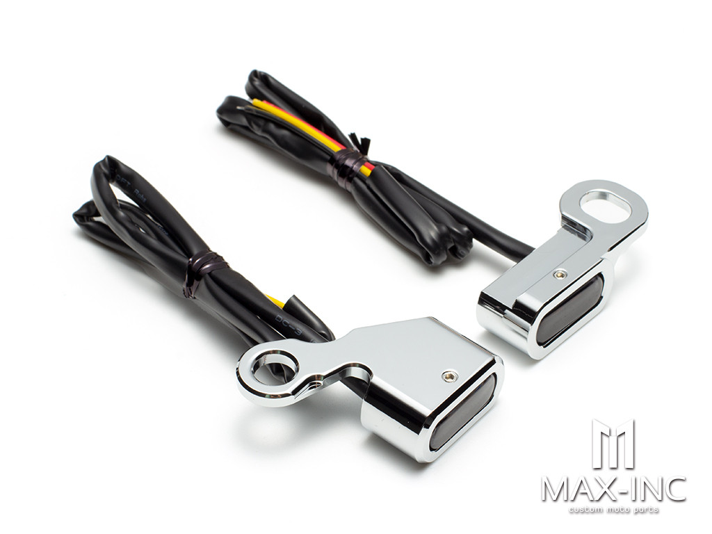 CHROME SMOKED Motorcycle  Amber LED Mini Turn Signal Indicator Running Light Lamp 