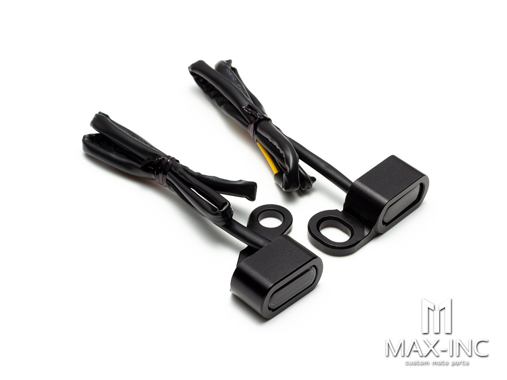 BLACK SMOKED Motorcycle  Amber LED Mini Turn Signal Indicator Running Light Lamp 
