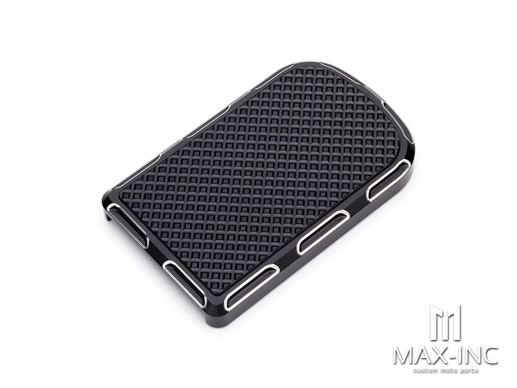 Black Cut Brake Pedal Pad Cover CNC Large Foot Pegs Pads For Harley Touring Road King Electra Street Glide Softail Fat Boy Dyna FLD Trike