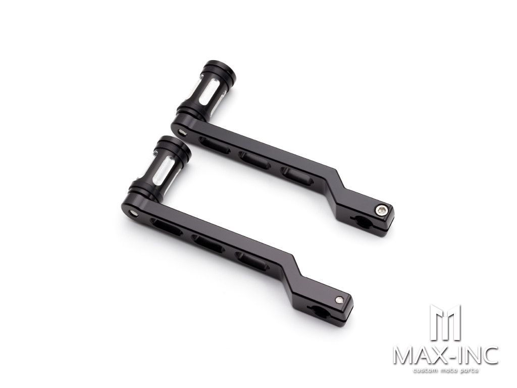 GLOSSE BLACK Motorcycle Heel Toe Shift Levers Shifter Pegs for Harley Touring Road King Street Glide Electra Glide Softail Fatboy FL FLT FLHT