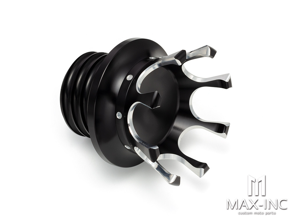 BLACK CUT Motorcycle Gas Tank Oil Cap Vented Fuel Gas Tank Aluminum For Harley Sportster XL 48 Dyna Softail Touring Road King Freewheeler