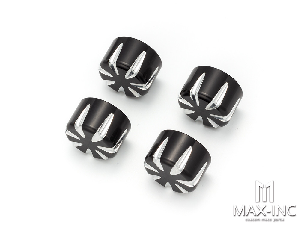 Black Cut Motorcycle Front Axle Nut Covers Caps Aluminum Black/Chrome For Harley Sportster Touring Softail Dyna VRSC Fat Bob Wide Glide