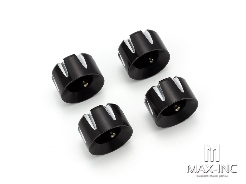 Black Cut Motorcycle Front Axle Nut Covers Caps Aluminum Black/Chrome For Harley Sportster Touring Softail Dyna VRSC Fat Bob Wide Glide