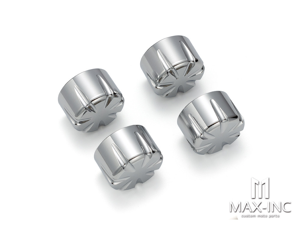 Motorcycle Front Axle Nut Covers Caps Aluminum Chrome For Harley Sportster Touring Softail Dyna VRSC Fat Bob Wide Glide