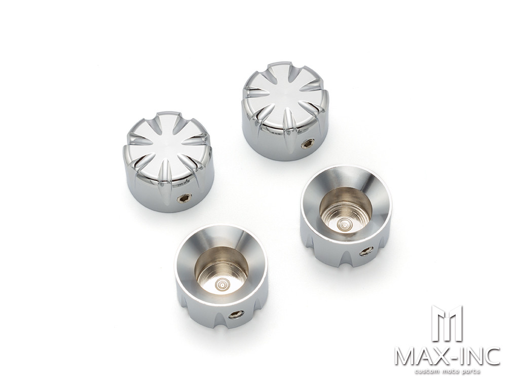 Motorcycle Front Axle Nut Covers Caps Aluminum Chrome For Harley Sportster Touring Softail Dyna VRSC Fat Bob Wide Glide