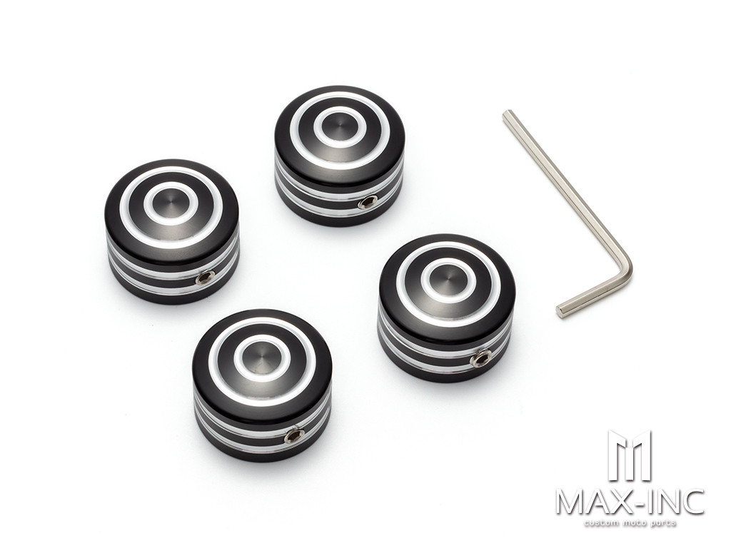 Motorcycle Front Axle Nut Covers Caps Aluminum Black Cut For Harley Sportster Touring Softail Dyna VRSC Fat Bob Wide Glide