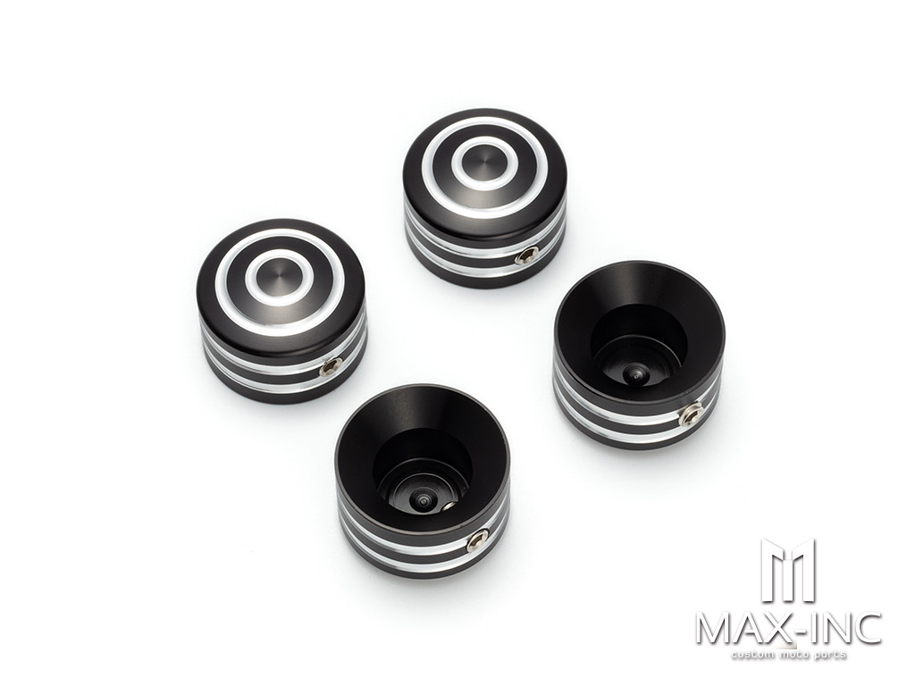 Motorcycle Front Axle Nut Covers Caps Aluminum Black Cut For Harley Sportster Touring Softail Dyna VRSC Fat Bob Wide Glide