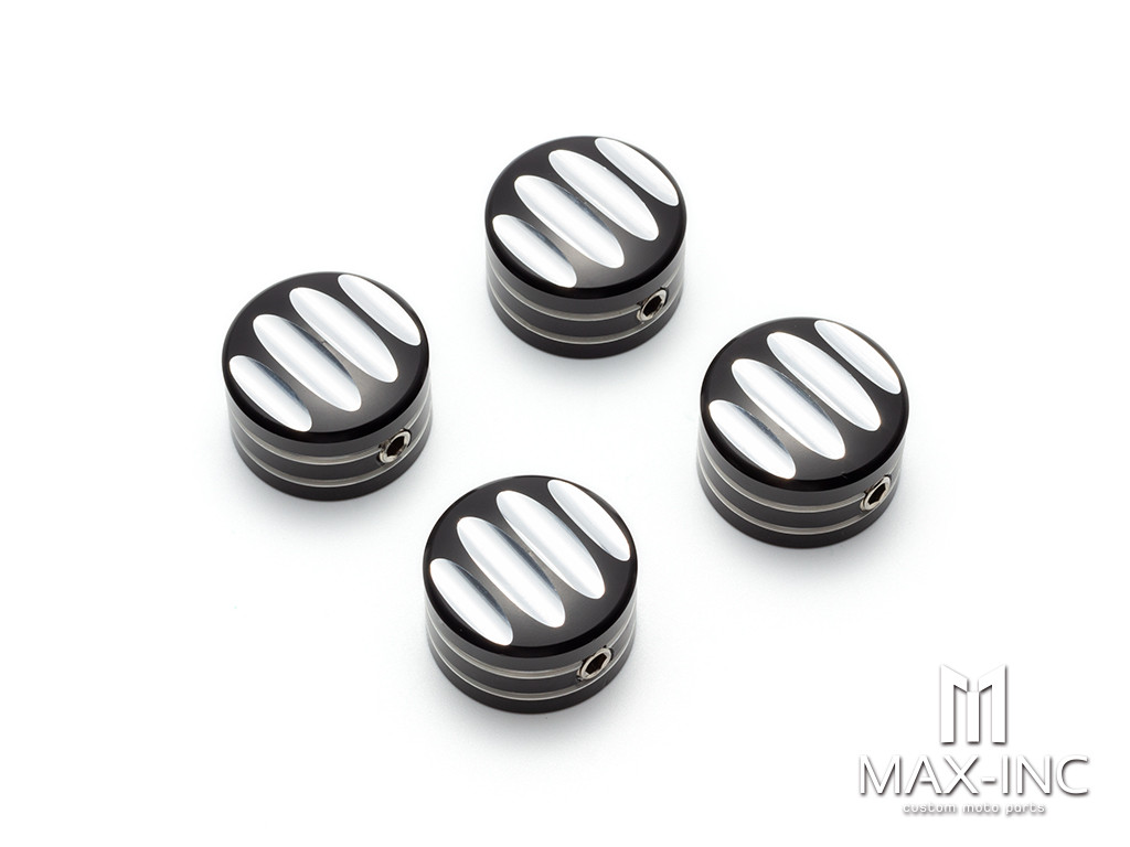 Motorcycle Front Axle Nut Covers Caps Aluminum Black Cut For Harley Sportster Touring Softail Dyna VRSC Fat Bob Wide