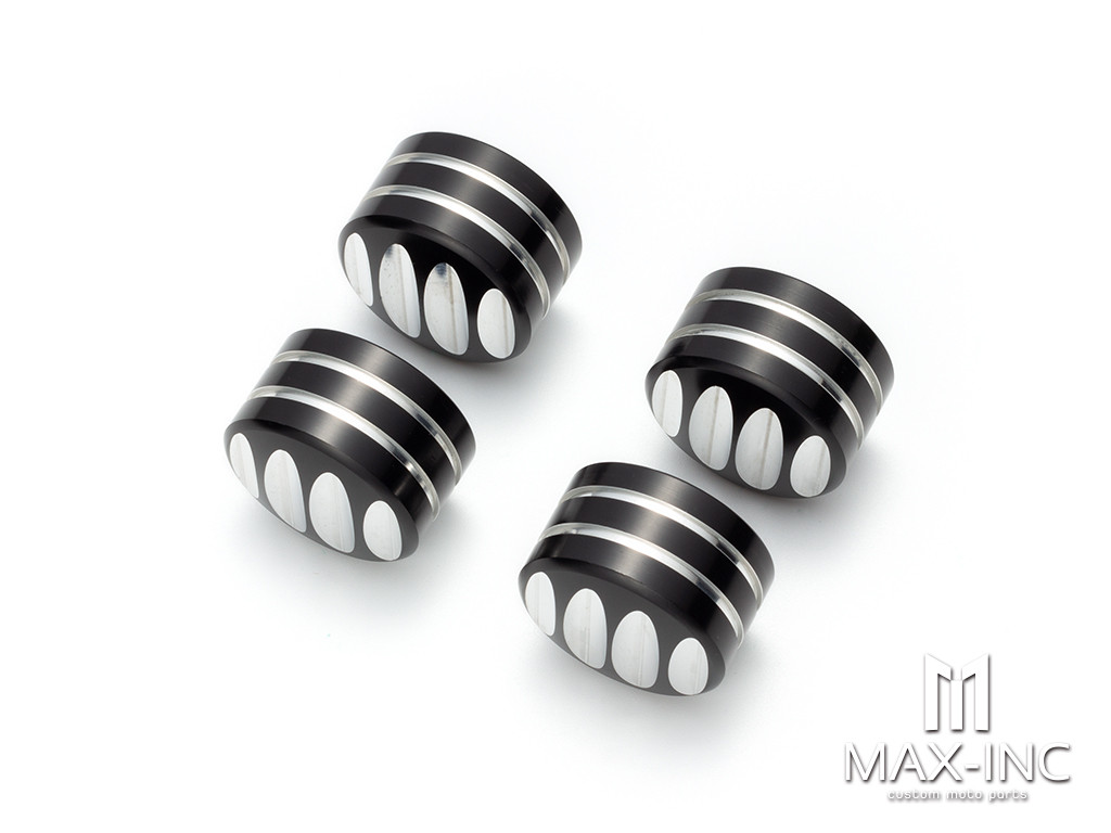 Motorcycle Front Axle Nut Covers Caps Aluminum Black Cut For Harley Sportster Touring Softail Dyna VRSC Fat Bob Wide