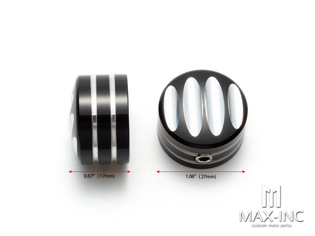 Motorcycle Front Axle Nut Covers Caps Aluminum Black Cut For Harley Sportster Touring Softail Dyna VRSC Fat Bob Wide