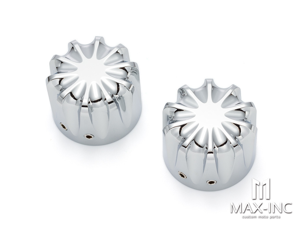 Motorcycle Front Axle Nut Covers Caps Aluminum Chrome For Harley Sportster Touring Softail Dyna VRSC Fat 