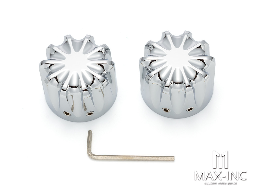 Motorcycle Front Axle Nut Covers Caps Aluminum Chrome For Harley Sportster Touring Softail Dyna VRSC Fat 