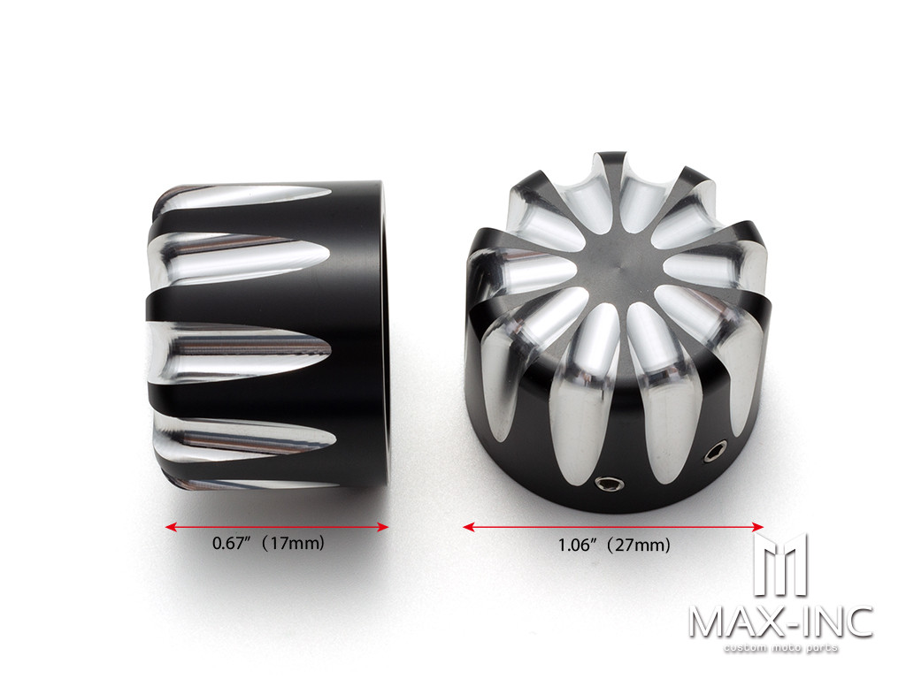 Motorcycle Front Axle Nut Covers Caps Aluminum Black Cut For Harley Sportster Touring Softail Dyna VRSC 