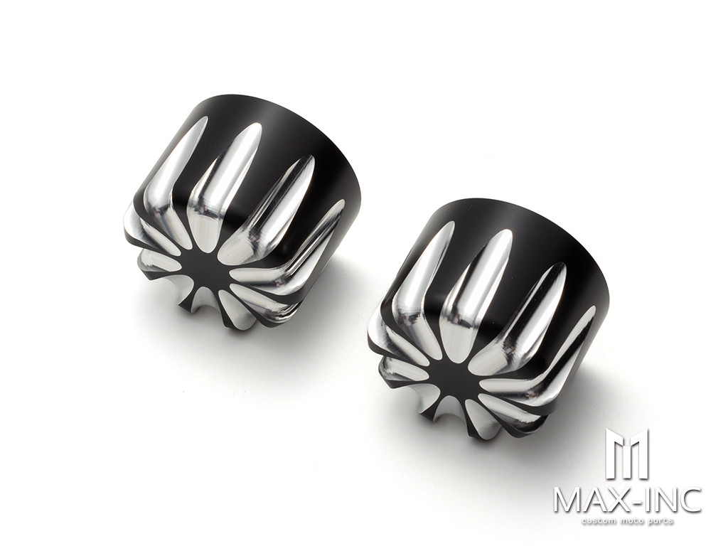Motorcycle Front Axle Nut Covers Caps Aluminum Black Cut For Harley Sportster Touring Softail Dyna VRSC 