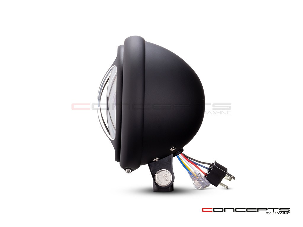 5.75 INCH MATTE BLACK BATES LED MOD INTEGRATED HEADLIGHT - DRL+ TURN SIGNALS -CROSS