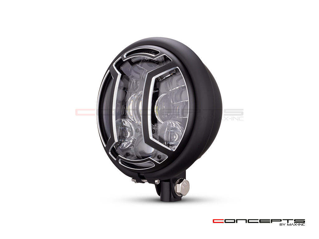 5.75 INCH MATTE BLACK BATES LED MOD INTEGRATED HEADLIGHT - DRL+ TURN SIGNALS - ARMOUR