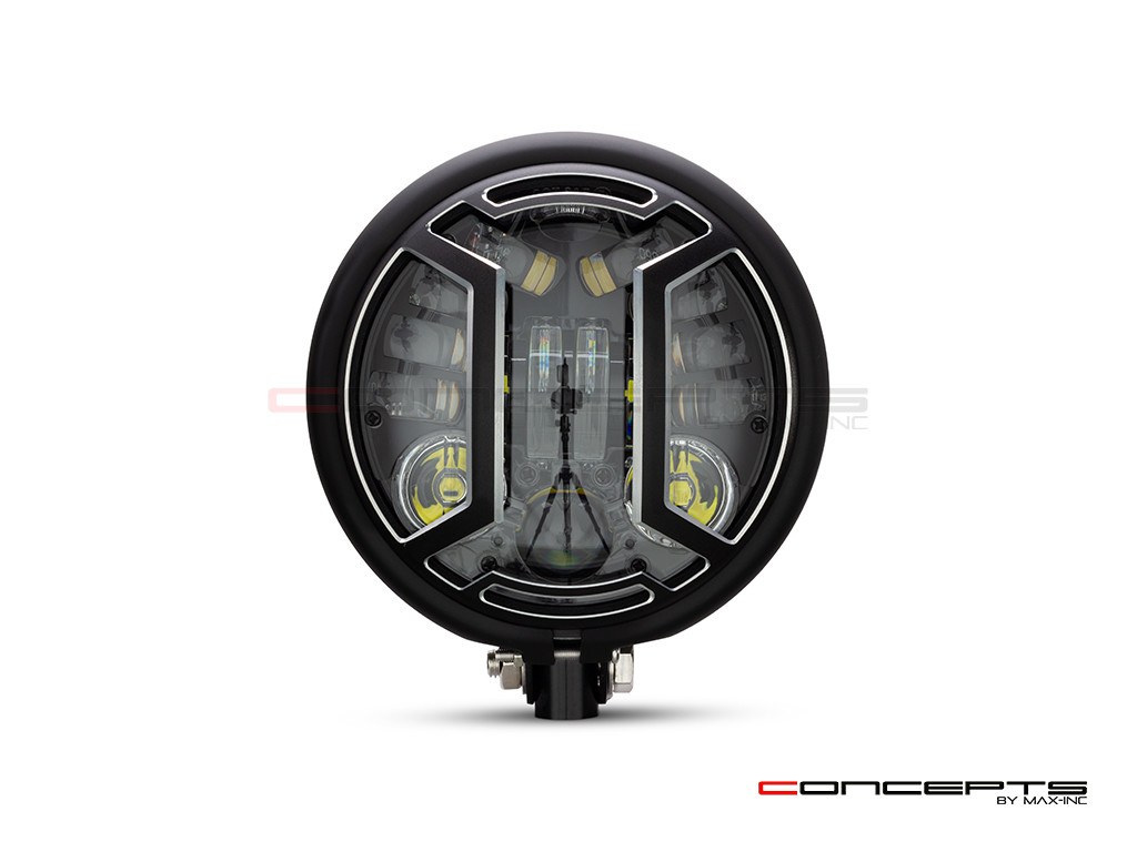 5.75 INCH MATTE BLACK BATES LED MOD INTEGRATED HEADLIGHT - DRL+ TURN SIGNALS - ARMOUR