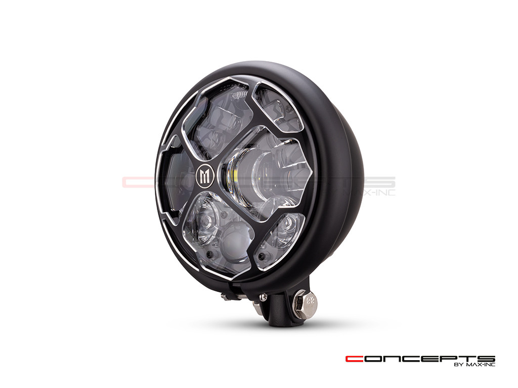 5.75 INCH MATTE BLACK / CONTRAST BATES LED MOD INTEGRATED HEADLIGHT - DRL+ TURN SIGNALS - RUKIS