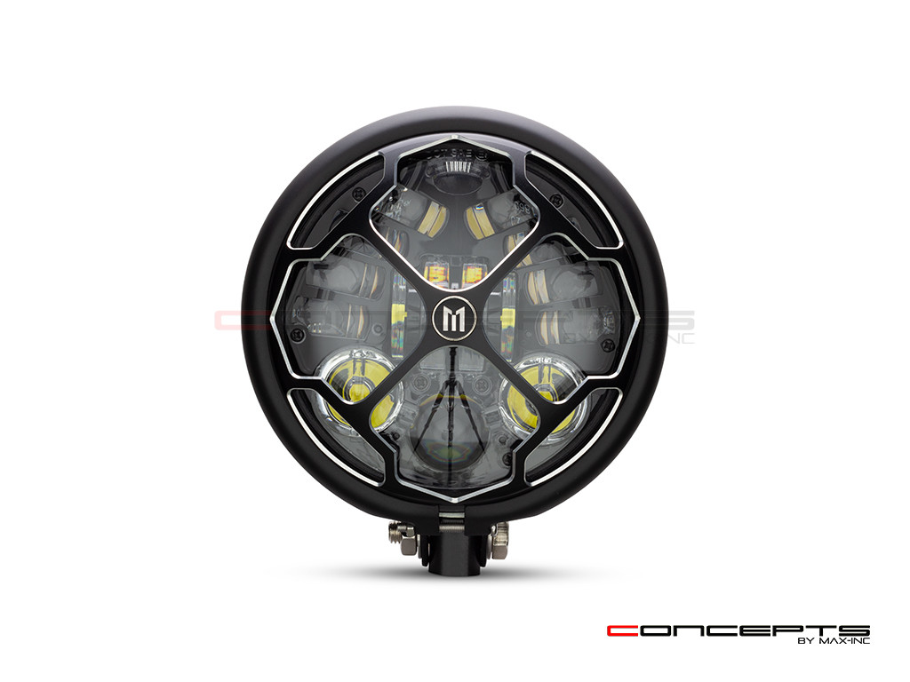 5.75 INCH MATTE BLACK / CONTRAST BATES LED MOD INTEGRATED HEADLIGHT - DRL+ TURN SIGNALS - RUKIS