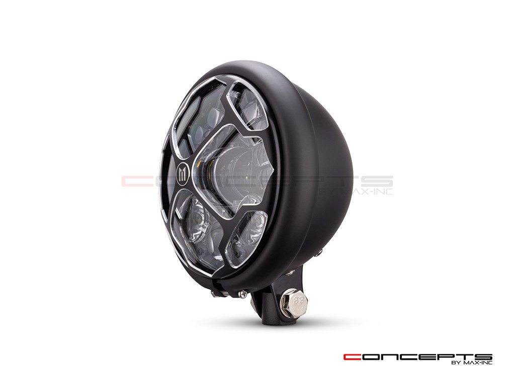 5.75 INCH MATTE BLACK / CONTRAST BATES LED MOD INTEGRATED HEADLIGHT - DRL+ TURN SIGNALS - RUKIS