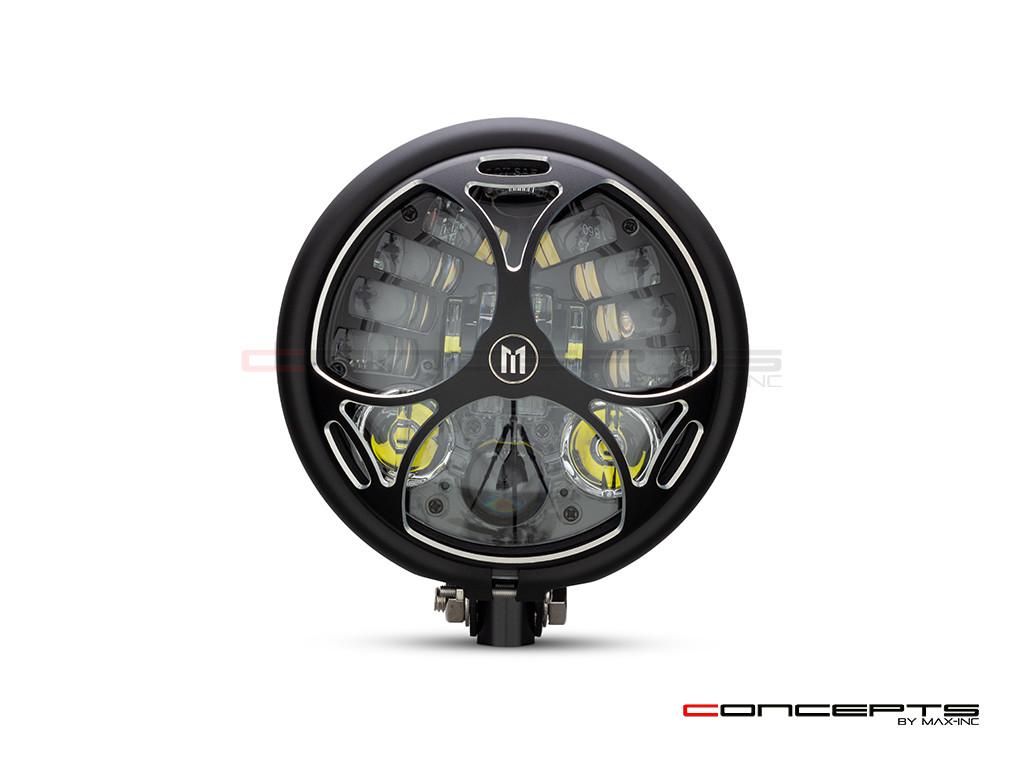 5.75 INCH MATTE BLACK / CONTRAST BATES LED MOD INTEGRATED HEADLIGHT - DRL+ TURN SIGNALS - TRI-MALTESE