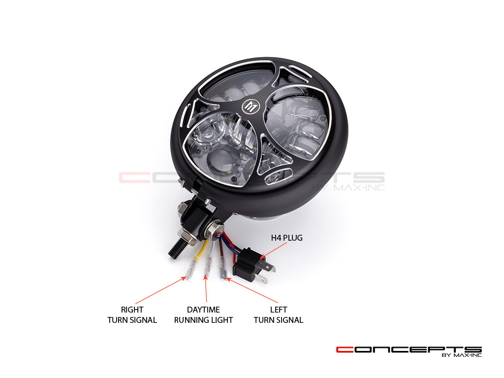 5.75 INCH MATTE BLACK / CONTRAST BATES LED MOD INTEGRATED HEADLIGHT - DRL+ TURN SIGNALS - TRI-MALTESE