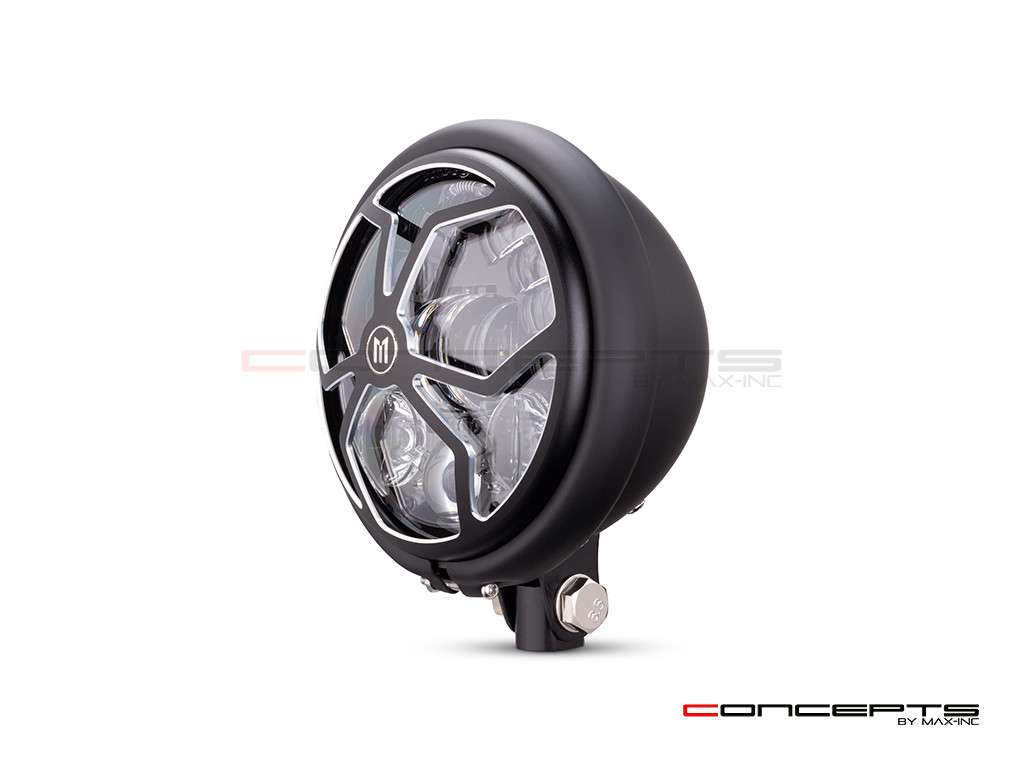 5.75 INCH MATTE BLACK / CONTRAST BATES LED MOD INTEGRATED HEADLIGHT - DRL+ TURN SIGNALS - J- ROB