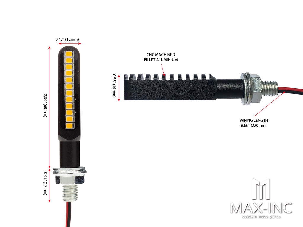 CNC Machined Mini LED Bar with Resin Topper -- Sequential Indicators