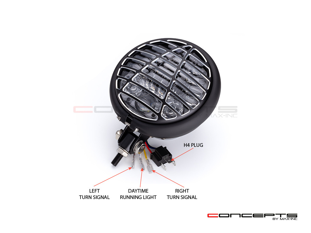 5.75 INCH MATTE BLACK / CONTRAST BATES LED MOD INTEGRATED HEADLIGHT - DRL+ TURN SIGNALS - ATEC