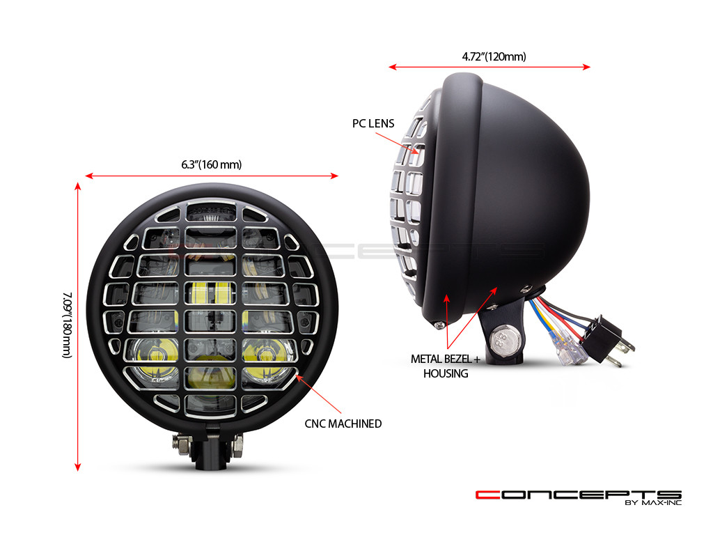 5.75 INCH MATTE BLACK / CONTRAST BATES LED MOD INTEGRATED HEADLIGHT - DRL+ TURN SIGNALS - FUTURA