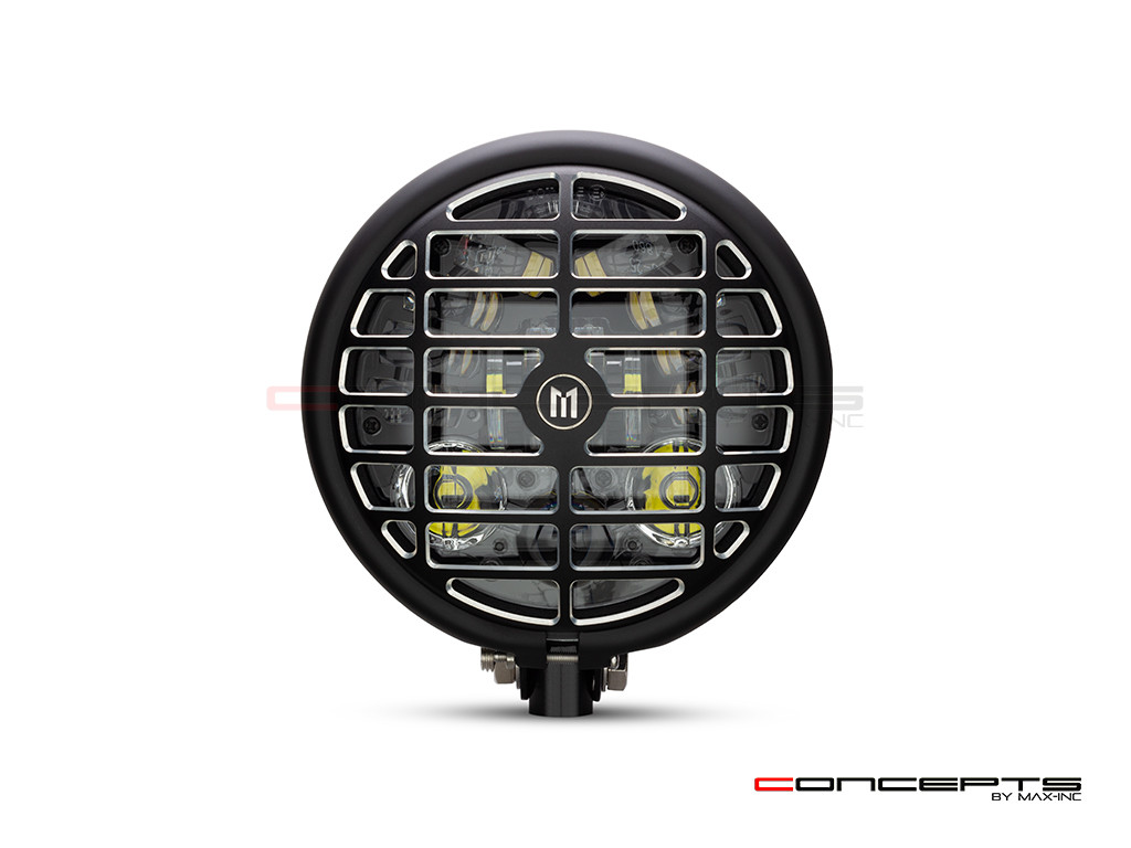 5.75 INCH MATTE BLACK /CONTRAST BATES LED MOD INTEGRATED HEADLIGHT - DRL+ TURN SIGNALS - DERBY