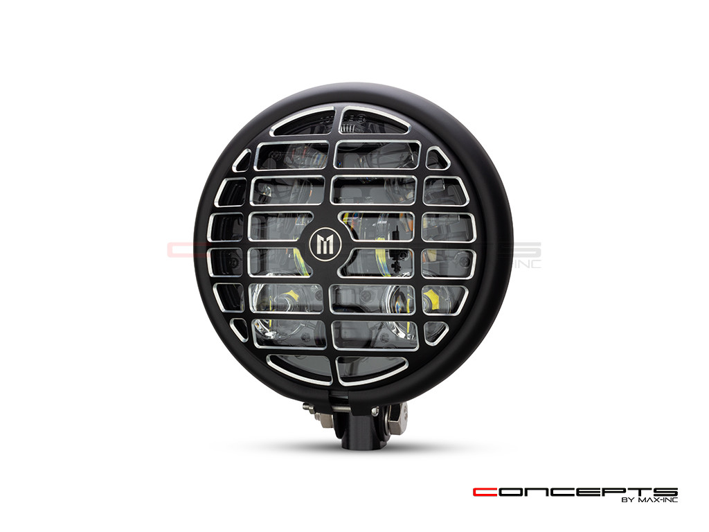 5.75 INCH MATTE BLACK /CONTRAST BATES LED MOD INTEGRATED HEADLIGHT - DRL+ TURN SIGNALS - DERBY