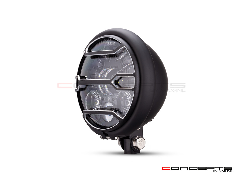 5.75 INCH MATTE BLACK / CONTRAST BATES LED MOD INTEGRATED HEADLIGHT - DRL+ TURN SIGNALS - STRATA