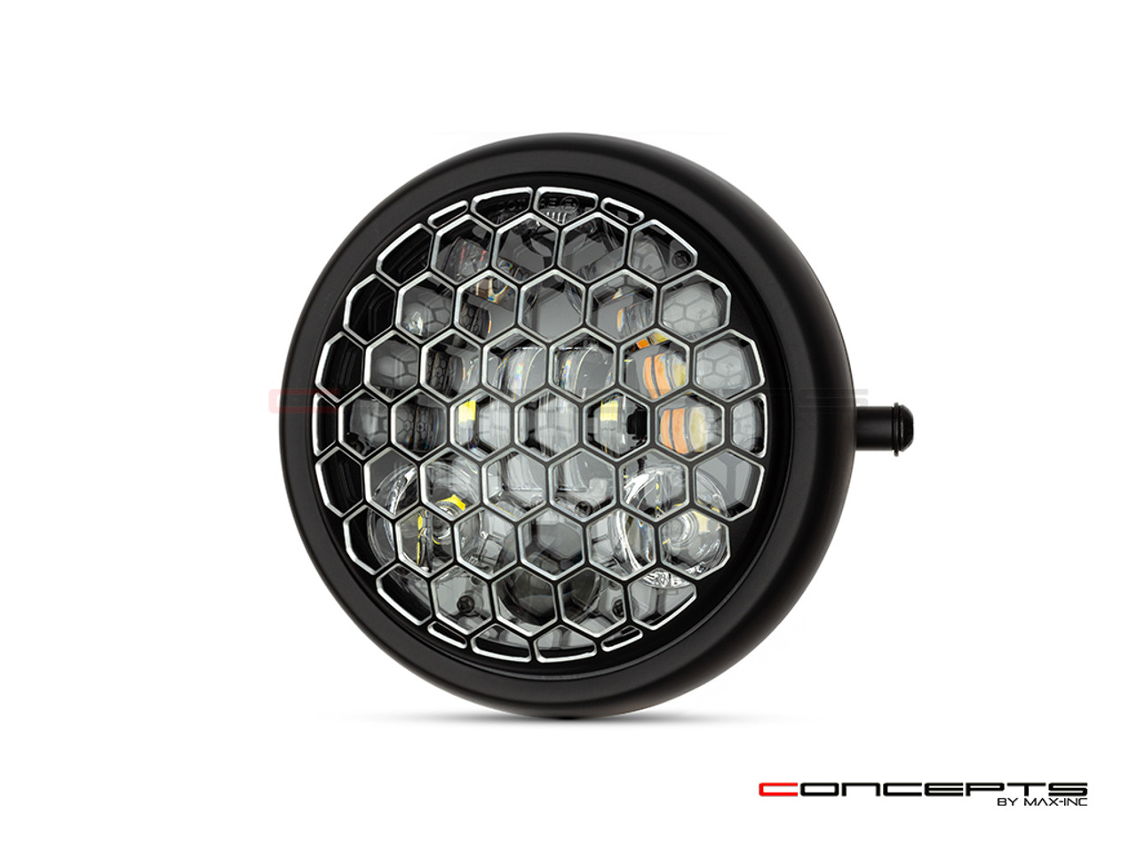 6 INCH MATTE BLACK LED MOD INTEGRATED HEADLIGHT - DRL+ TURN SIGNALS - Honeycomb