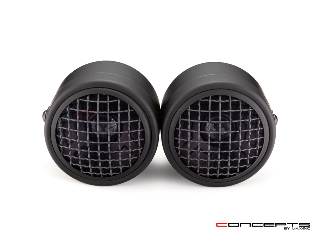 MATTE BLACK DICTATOR TWIN LED PROJECTOR HEADLIGHT with Grill