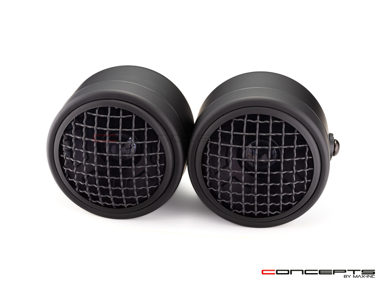 MATTE BLACK DICTATOR TWIN LED PROJECTOR HEADLIGHT with Grill
