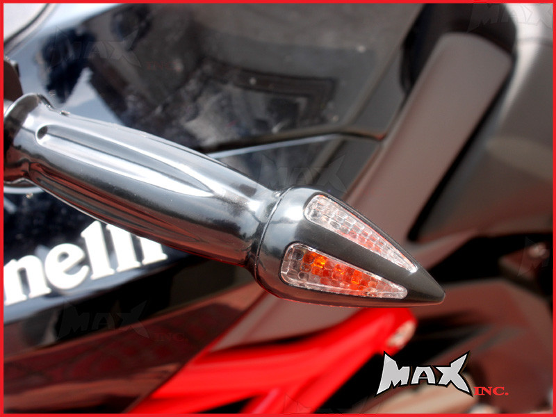 BLACK Aluminium Grips With Integrated Turn Signals - 1"