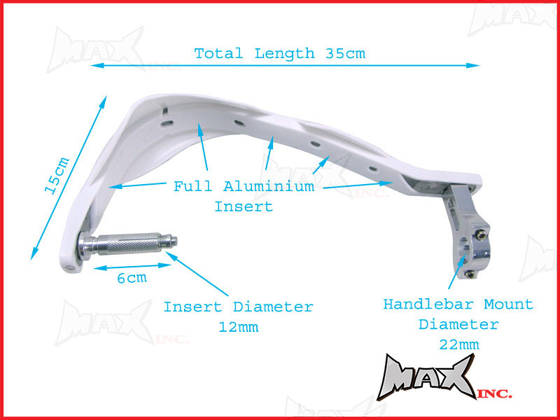 High Quality White Plastic / Aluminium Hand Guards - Fits 7/8 Bars